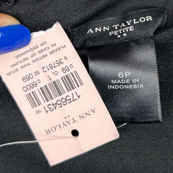 NWT Ann Taylor Black Sleeveless Sheath Dress Tweed Shimmer Bottom Petite 6 6P - Picture 10 of 12